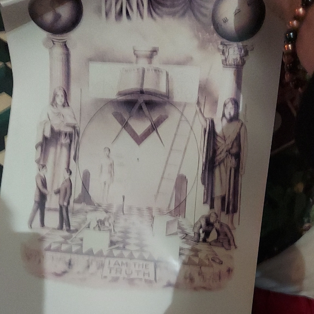 Masonic Litho Fine Art Vintage High Quality Print. Deep Old World Symbology